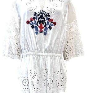 Suno White Eyelet Embroidery Blouse Size 10